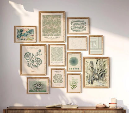Waschbär Sage Green Room Decor Aesthetic - Green Wall Art Aesthetic Posters, Green Room Decor, Sage Minimalist Poster Set, Boho Prints Wall Collage, Matisse Pictures for Bedroom Decor (UNFRAMED)