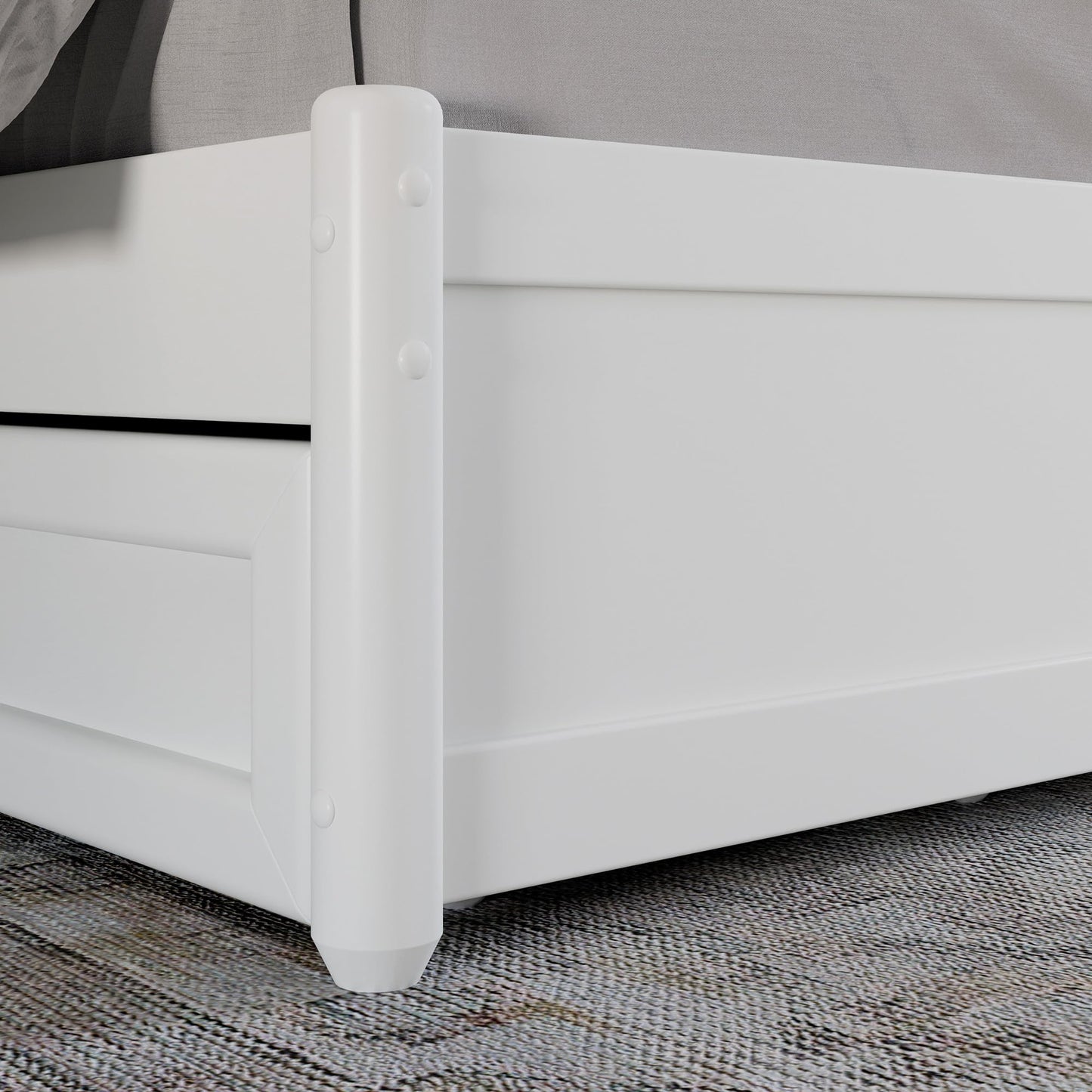 AFI, Malta King Platform Bed with Panel Footboard and Storage Drawers, White