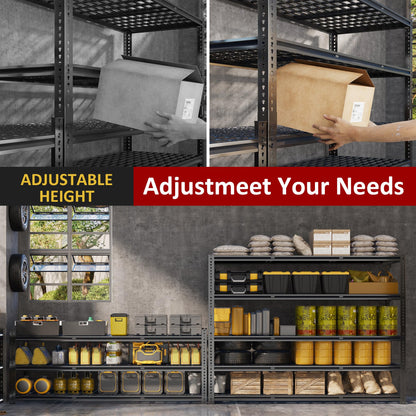 VDEVY 60" W Garage Shelving Heavy Duty, 5-Tier Storage Shelves, 3030LBS Adjustable Metal Shelving Units for Basement, Kitchen, Commercial, Warehouse,Pantry, Black