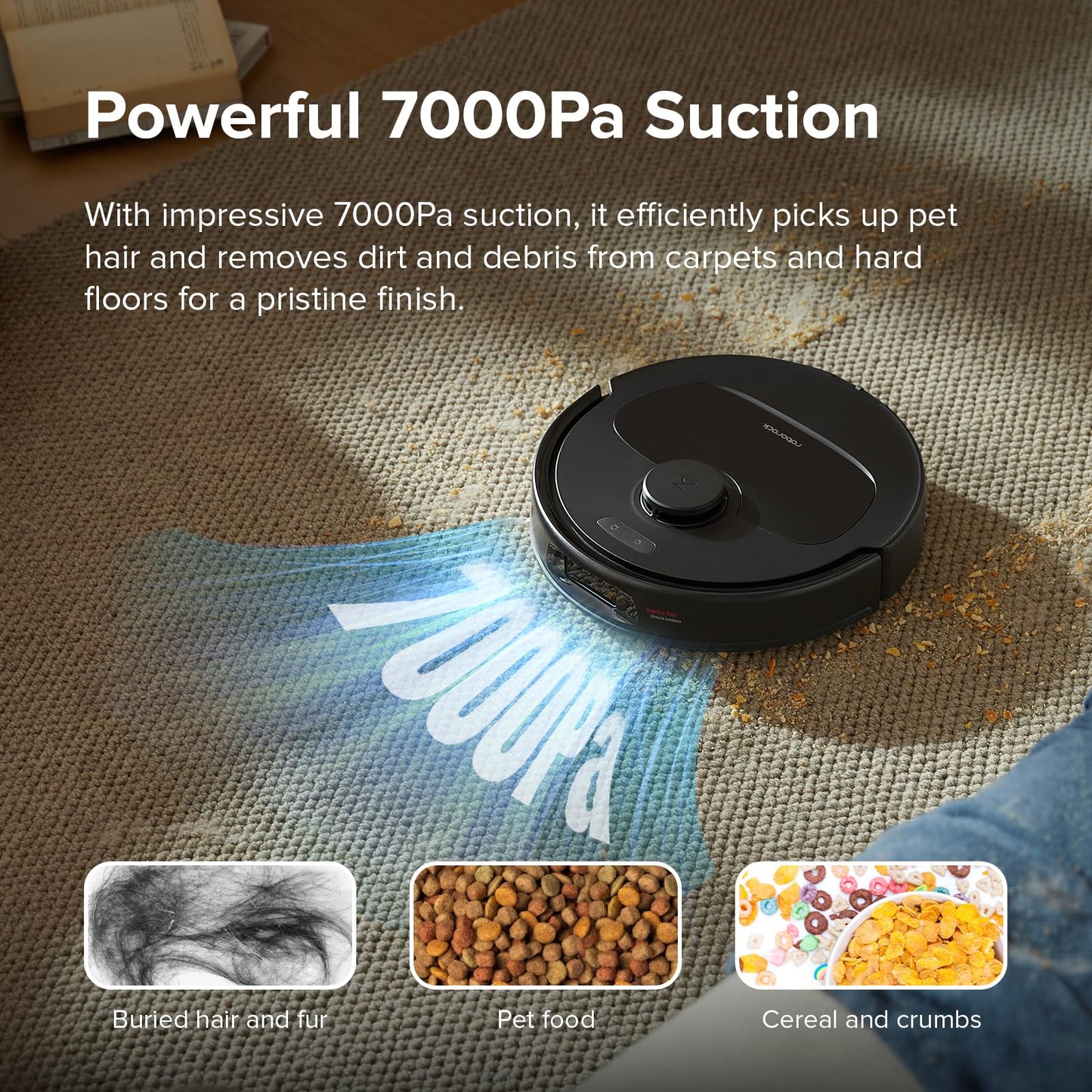 roborock Qrevo Series Robot Vacuum and Mop, 8000Pa Suction, Upgraded from Qrevo S, Anti-Tangle Brushes, Smart Obstacle Avoidance, Auto Mop Washing, All-in-One Dock, 200RPM Spinning Mops, Black(QV 35A)
