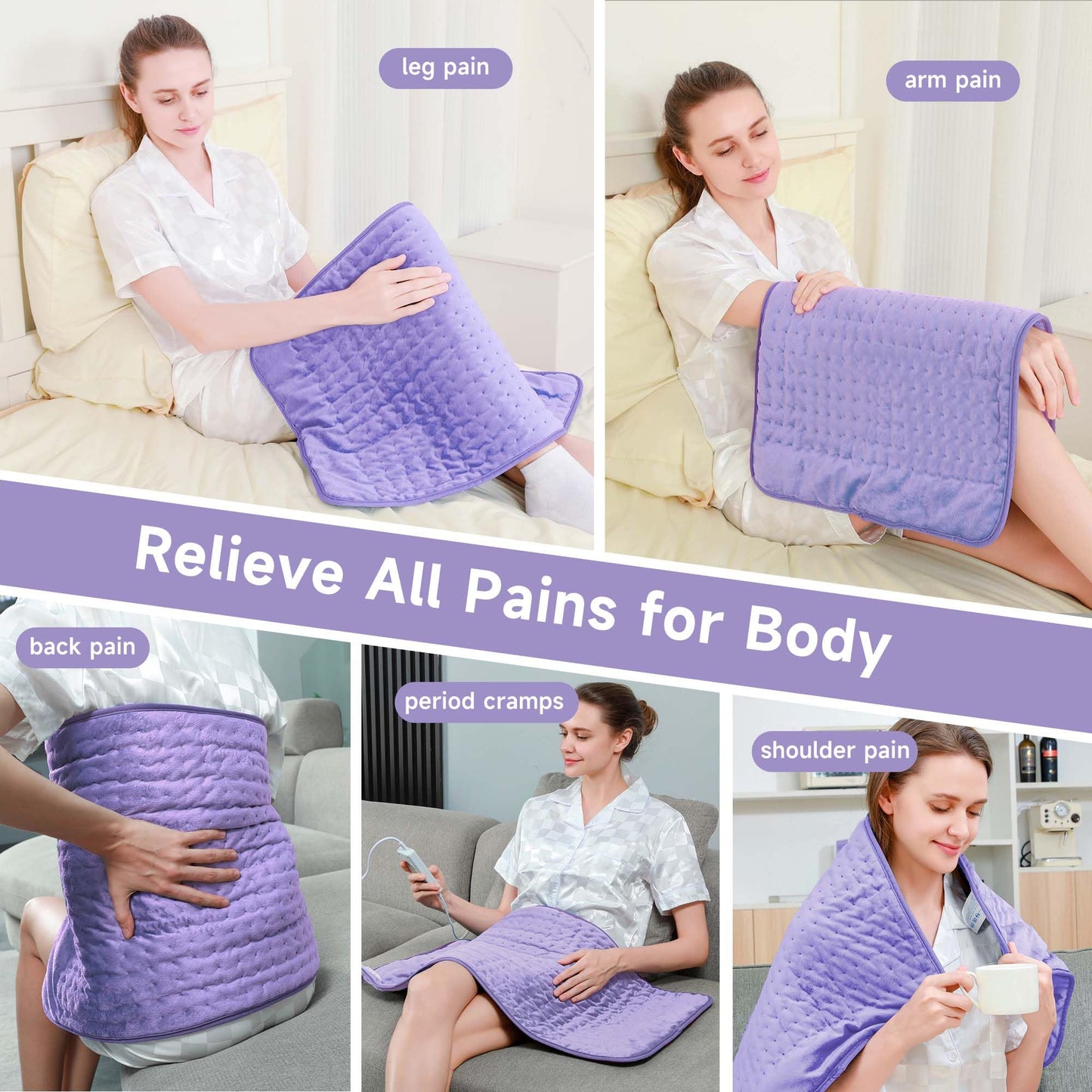 Heating Pad for Back, Large Heating Pads for Body Muscle Pain Cramps Relief, 6 Heat Settings Machine Washable Electric Heating Pad, Birthday Christmas Gifts for Women Mom
