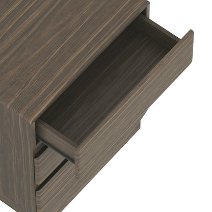 Manhattan Comfort Ardea Modern Nightstand with 3 Smooth-Glide Drawers, Compact Contemporary Bedside Table with Handle-Less Fronts, Rounded Edges, Walnut