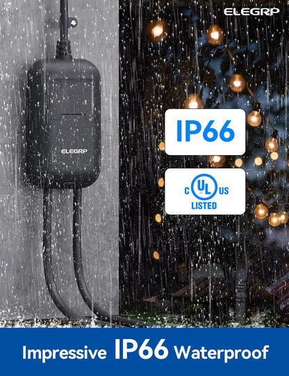 ELEGRP PQR20 Outdoor Smart Plug Waterproof IP66, WiFi Plug with 2 Individually Sockets, Compatible with Alexa & Google Assistant, Smart Outdoor Outlet for String Lights, UL Certified, 2 Pack, Black