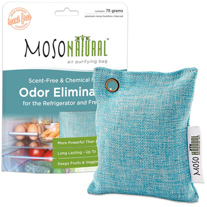 Moso Natural Bamboo Charcoal Fridge Deodorizer, Refrigerator & Freezer Odor Eliminator. Long-Lasting Air Purifying Bag, More Powerful than Baking Soda Fridge Odor Absorber