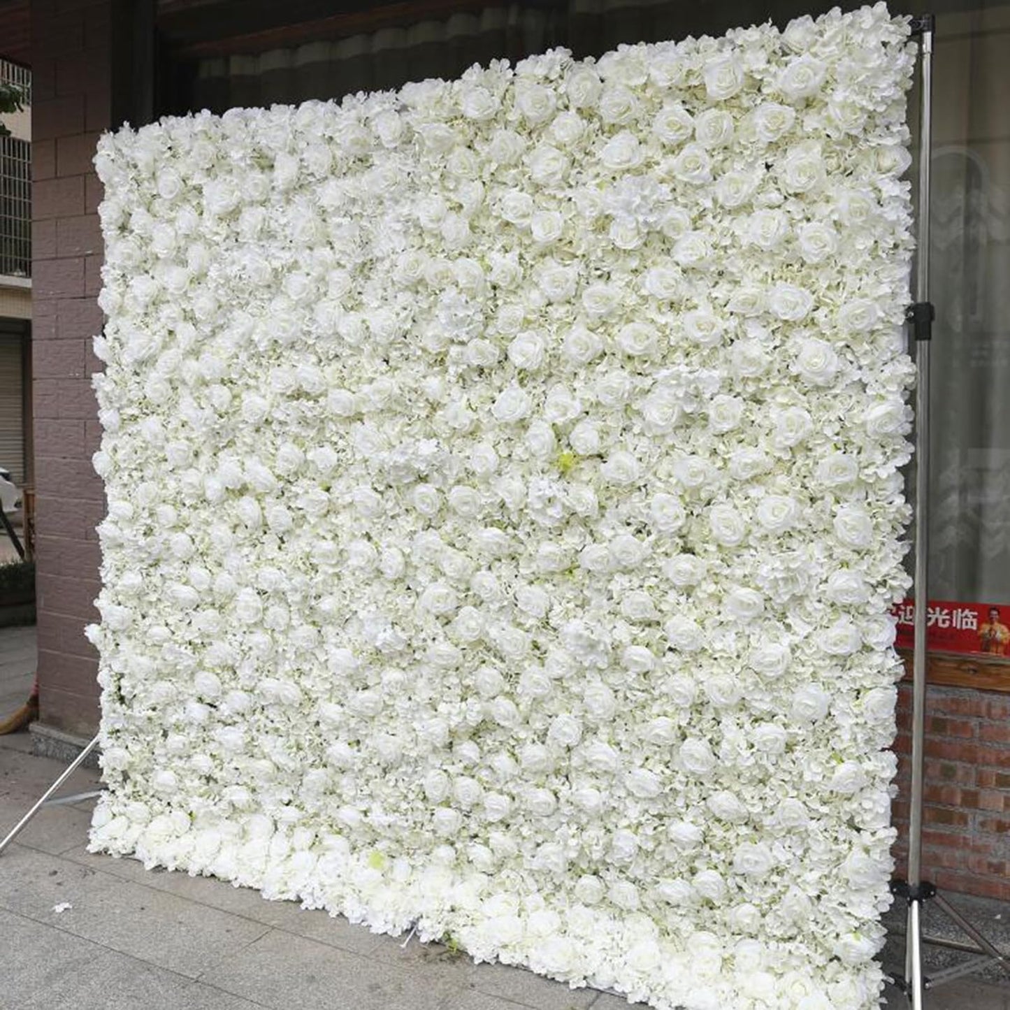 UYCVT Handmade Romantic White Rose Flower Wall Large Artificial Flower Wall Backdrop Panels, Wedding Backdrop 3D Floral Wall Fabric Flower Wall for Party Baby Shower Bridal Wed-1m*1m/3.28 * 3.28FT