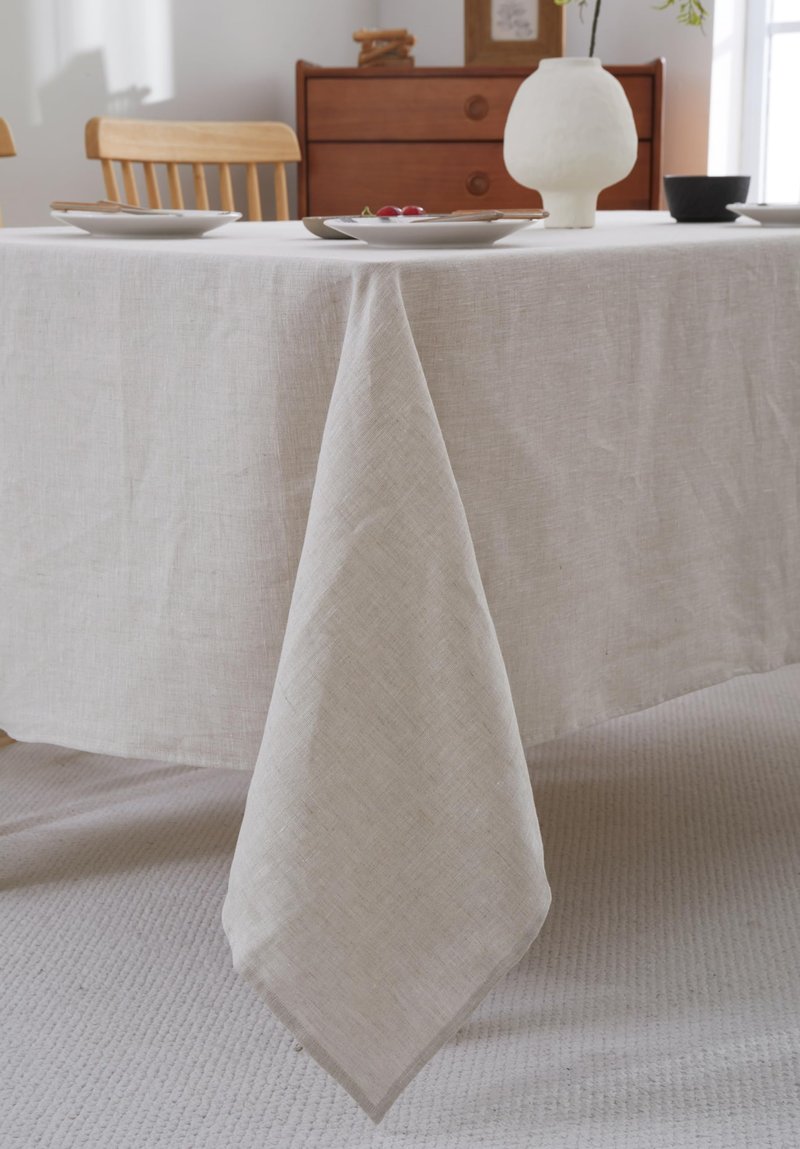 AORISSI 100% French Flax Linen Tablecloths Rectangle 120Lx60W Inch for Dinners, Parties, Easter, Halloween, Camping, Stone Washed, Textured, Machine Washable, 10-12 Sets (60''x120'', Natural Linen)