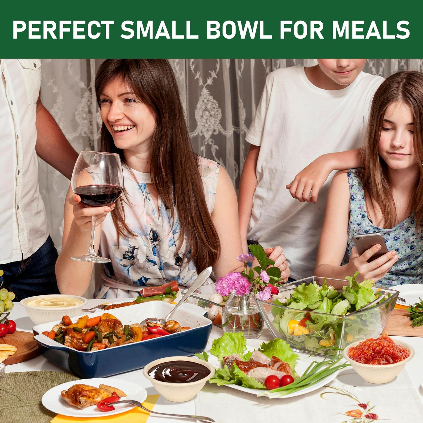 Bionutrio 6 oz Small Disposable Bowls, 300 Pack Bulk Paper Bowls for Chili, Sauce, Cereal, Compostable Eco-Friendly Bagasse Bowl, Microwavable, Leak-Proof, Sturdy