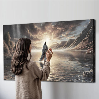 TAILORED CANVASES Jesus Walking on Water Wall Art - Framed Christian Decor for Living Room & Church | 60x30