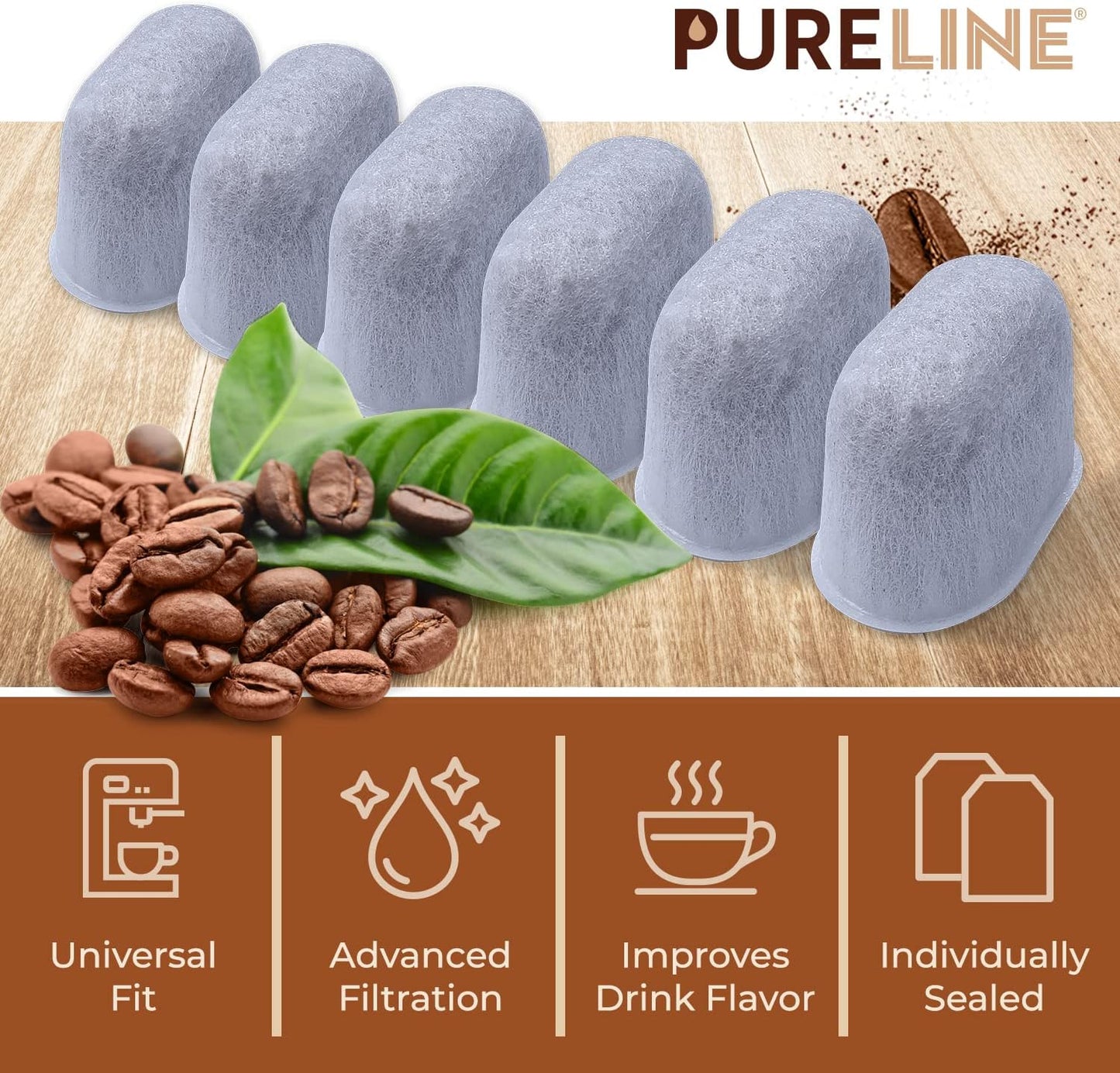 12-Pack Breville Water Filter BWF100 Replacement by Pureline, Compatible with Breville Espresso Machine