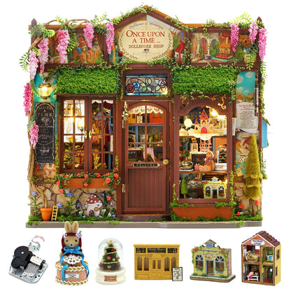 CUTEROOM DIY Miniature House Kit-Fairy Tale Kingdom, Tiny Dollhouse Wooden Furniture Kit, Mini DIY Craft Kits Creative Room for Decoration Family Friends