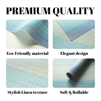 SUMYMERY Placemats Set of 4 Vinyl/Plastic Woven Place Mats for Kitchen Table Indoor/Outdoor Washable Placemat Wipeable Dining Table Mats (Ocean Geode,4)