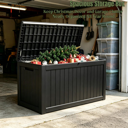 MAKINO 271 Gallon Large Resin Outdoor Storage Box, Waterproof Deck Box, Lockable Deck Container with Reinforced Support, Outdoor Chest for Patio Accessories, Outdoor Cushions, Garden Tools, Black