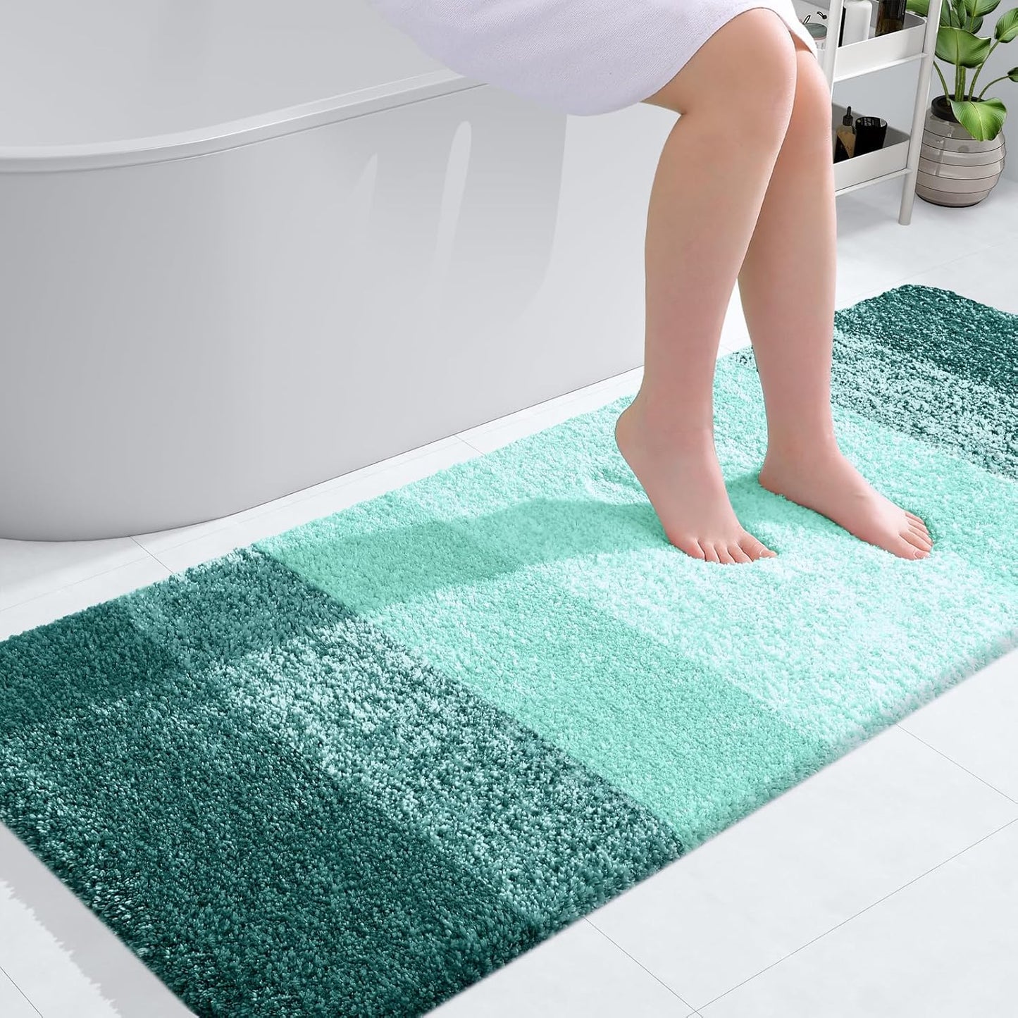 OLANLY Large Bathroom Rugs - Extra Soft Microfiber Mat with Rubber Backing | Quick Dry, Washable, 44x32, Blackish Green