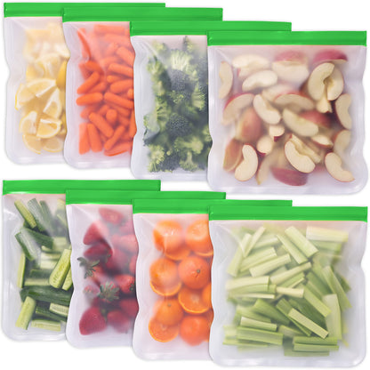 Greenzla Reusable Food Storage Bags - 12 Pack BPA-Free, Extra Thick, Leakproof Freezer & Lunch Carriers; 4 Gallon, Sandwich & Snack Options - Reusable Lunch Bags