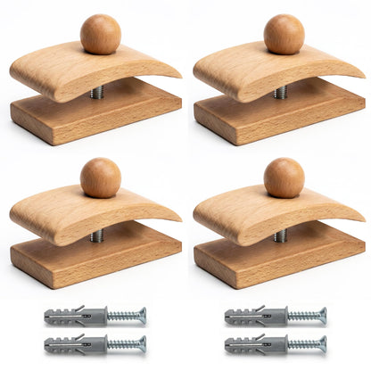 Walnut Adjustable Large Quilt Hanger for wall for Display,Wooden Heavy Duty wall Hanger Clips for Tapestry,Rug,Carpet and Duvet Covers,Poster Frame Nails and Hanging kit (Boho Curved Clip)