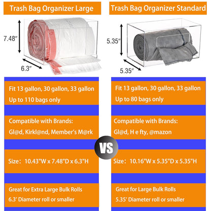 Trash Bag Dispenser Roll Holder, Wall Mount Acrylic Garbage Bag Dispenser Roll Holder for Kitchen Cabinet, Trash Can