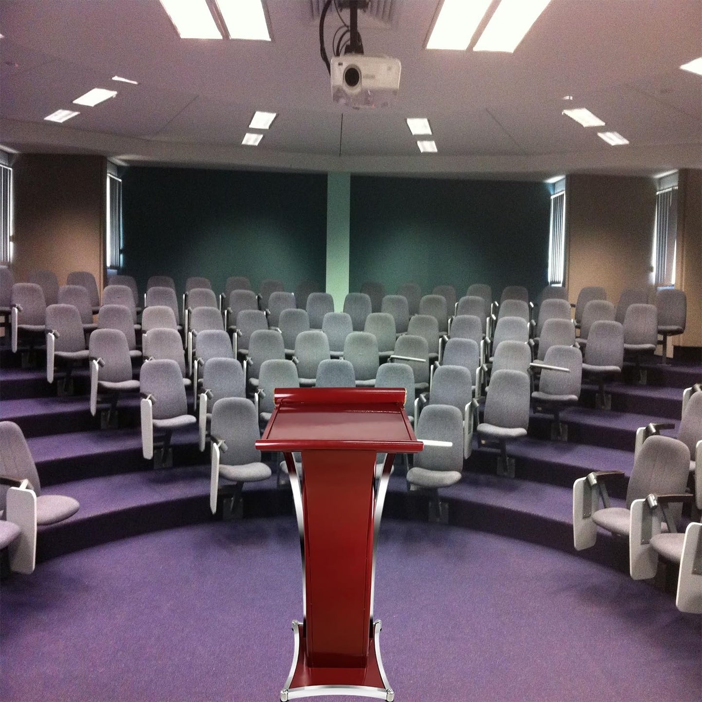 Curved Metal Podium, Brown Stand up Church Pulpit, Stainless Steel Conference Lectern for Office Stage Studio