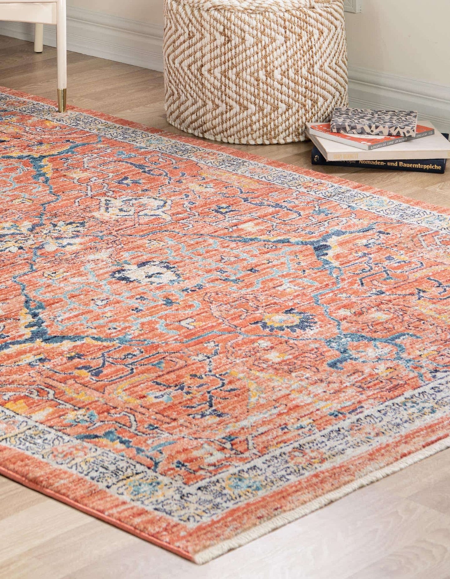 Unique Loom Lola Collection Area Rug - Vivacious (10' x 12' 4" Rectangle, Brick Red/Blue)