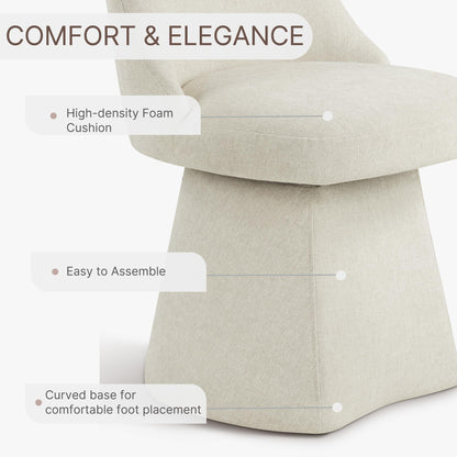 KISLOT Swivel Dining Chairs Set of 4, Upholstered Mid Century Modern Deskchair with High Back, Linen Fabric Kitchen Chairs for Dining Room, Bedroom, Dressing Room, Linen
