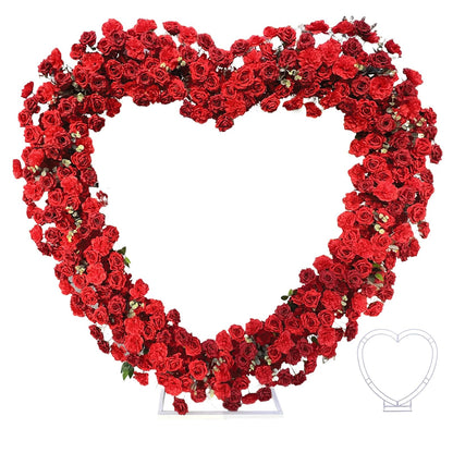 Heart Flower Arch Wedding Arch with Flowers, Romantic Heart Shaped Metal Archway for Indoor Outdoor Ceremony, Proposal, Party & Event Decoration (red)