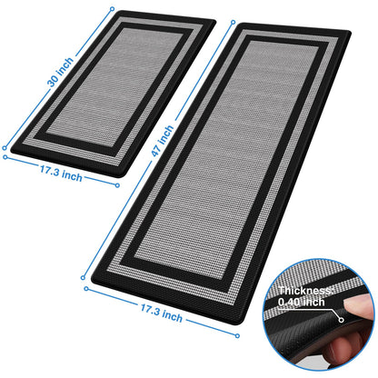 LuxStep Kitchen Mats [2 PCS] Cushioned Kitchen Rugs Anti-Fatigue Floor Comfort Mat,Non-Slip Standing Desk Mat,Waterproof Kitchen Rug Set for Kitchen,Floor,Office,Classic Black