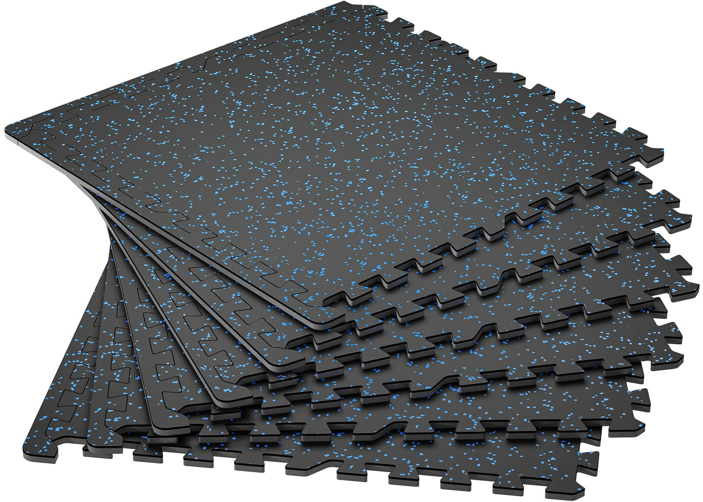SUPERJARE 0.4'' Thick 36 Pcs 144 Sq Ft Rubber Top Exercise Equipment Mats, High Density EVA Foam Mats with Rubber Top, Interlocking Gym Flooring for Home Gym, Protective Workout Mat, Black/Grey