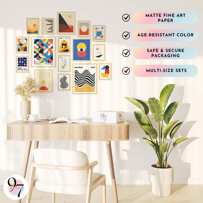 97 Decor Large 11x14 Bauhaus Wall Art Prints - Large Abstract Wall Art Decor, Mid Century Modern Art Wall Decoration, Bauhaus Poster Modern Painting Geometric Pictures For Bedroom Living Room (unframed)
