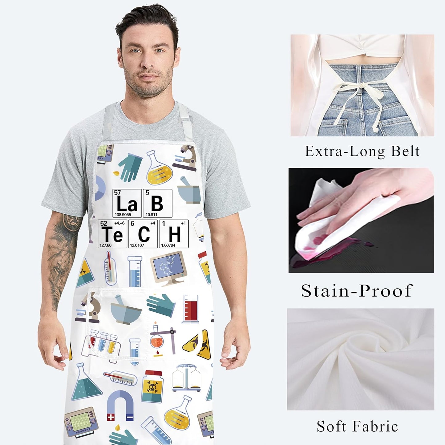 BDPWSS Lab Technician Gifts Science Aprons with Pocket, Lab Assistant Graduation Gift, Periodic Table