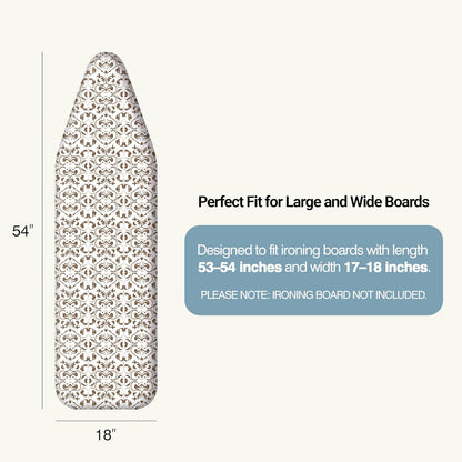 UniSimp Ironing Board Cover - Extra Thick Natural Cotton, Scorch & Stain Resistant | 18"x54" Taupe