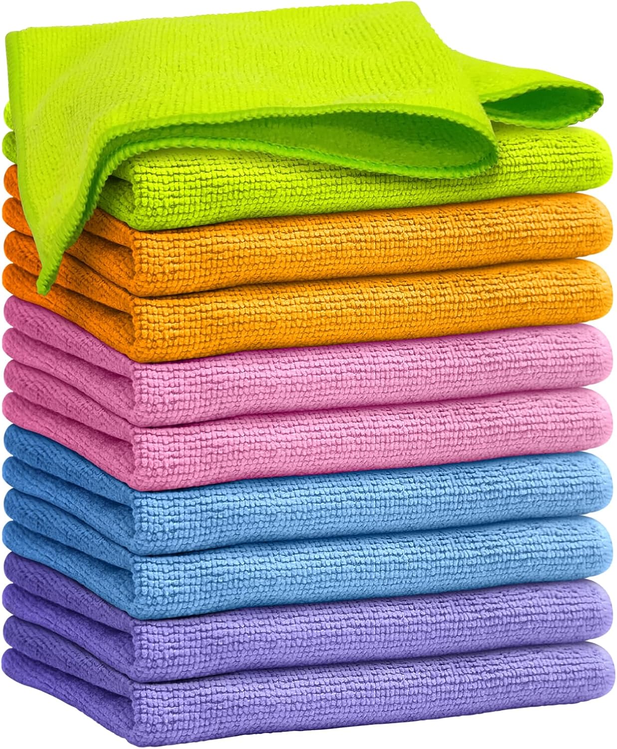 5 (10-Pack,12"X12") FGSAEOR Microfiber Cleaning Cloth, All Purpose Cleaning Rag - Ultra Absorbent Microfiber Towel