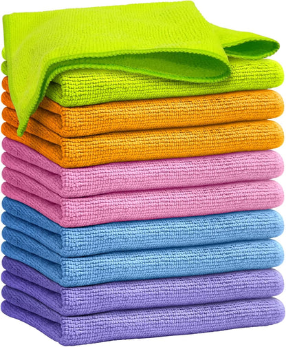 5 (10-Pack,12"X12") FGSAEOR Microfiber Cleaning Cloth, All Purpose Cleaning Rag - Ultra Absorbent Microfiber Towel