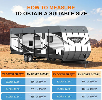 Camper Trailer Rv Roof Cover - Utility Travel Class A/B/C Pop Up Heavy Duty Covers 5th Wheel Sun Shade Motorhome Heat Equipment Motor Home Canopy Waterproof Tarp Heavy Hail Canvas,37.7 FT x12.5 FT