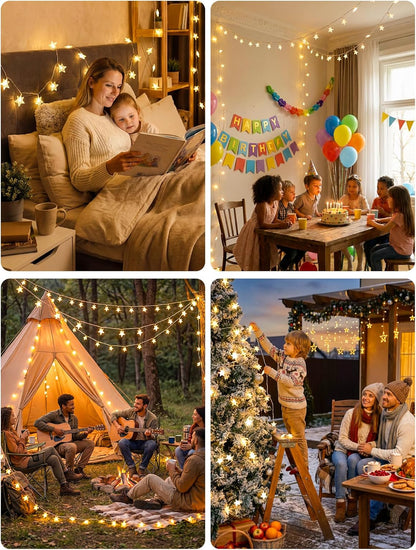 syosupviry in,39ft 100LED Star String Lights Plug Fairy Lights with Remote, Hanging Star Decorations Lights Waterproof