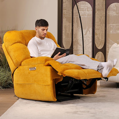 EONIX Dual Motor Zero Gravity Power Recliner Chair with Heat and Massage, 400lbs Lay Flat Recliner Sofa Chair with Extended Footrest, Cozy Padding and Cushion, SXXY007032, Orange