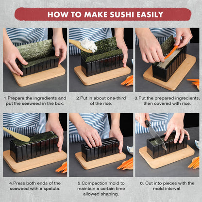 MLRYH Premium DIY Sushi Kit - 21 Pcs Plastic Set, Sushi Maker including Rice Roll Mold