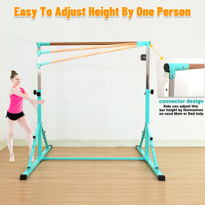 Marfual 5 Ft Fold Gymnastic Bar with Mat Kip Bar with Mat with Professional 4 Ft Width for Kids and Girl and Teenage Home and Club Use