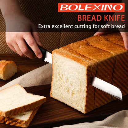 12 Inch Serrated Bread Knife for Homemade Bread, Stainless Steel Wide Wavy Edge Knife, Multi-Purpose Kitchen Knife, Efficient Cake Slicer, Ultra Sharp Baker's Knife for Cutting Crusty Breads, Cake