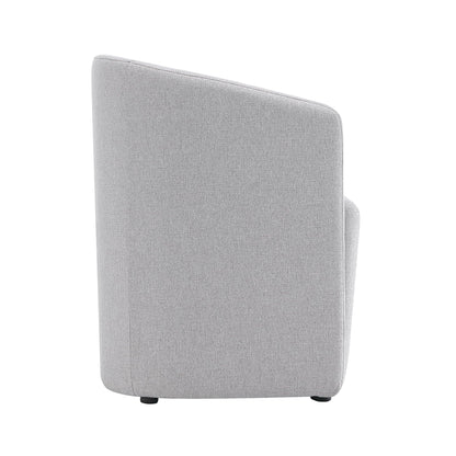Manhattan Comfort Hearth Modern Barrel Dining Armchair, Accent Upholstered Dining Chair with Woven Fabric, Stylish Curved Back, High-Density Foam, Fully Assembled, Light Gray