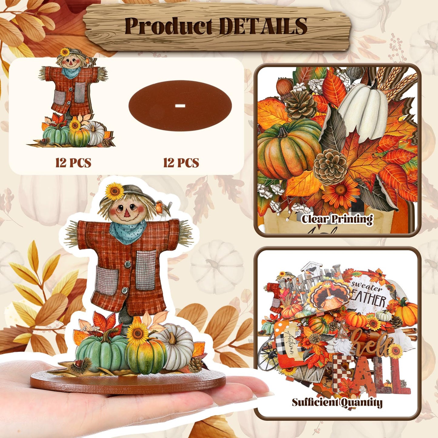 Leinuosen 12 Pcs Fall Table Decorations Thanksgiving Tiered Tray Decor Thanksgiving Centerpieces for Dinner Tables Autumn Gnome Maple Turkey Wooden Sign Fall Decor for Home Kitchen Shelf Farmhouse