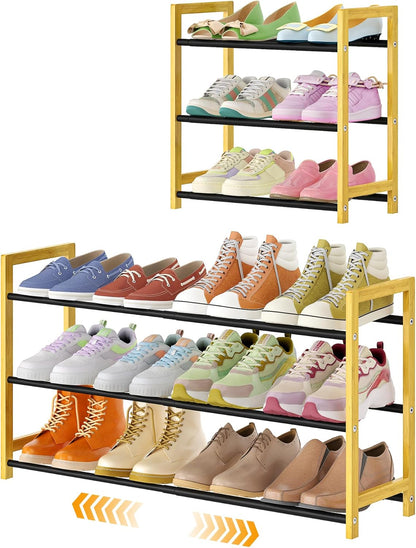 LVNIUS Closet,3 Dorm,6-12 Expandable Shoe Rack for Tier Metal Shoes Shelf Organizer for Pairs Small Standing Shoe Rack