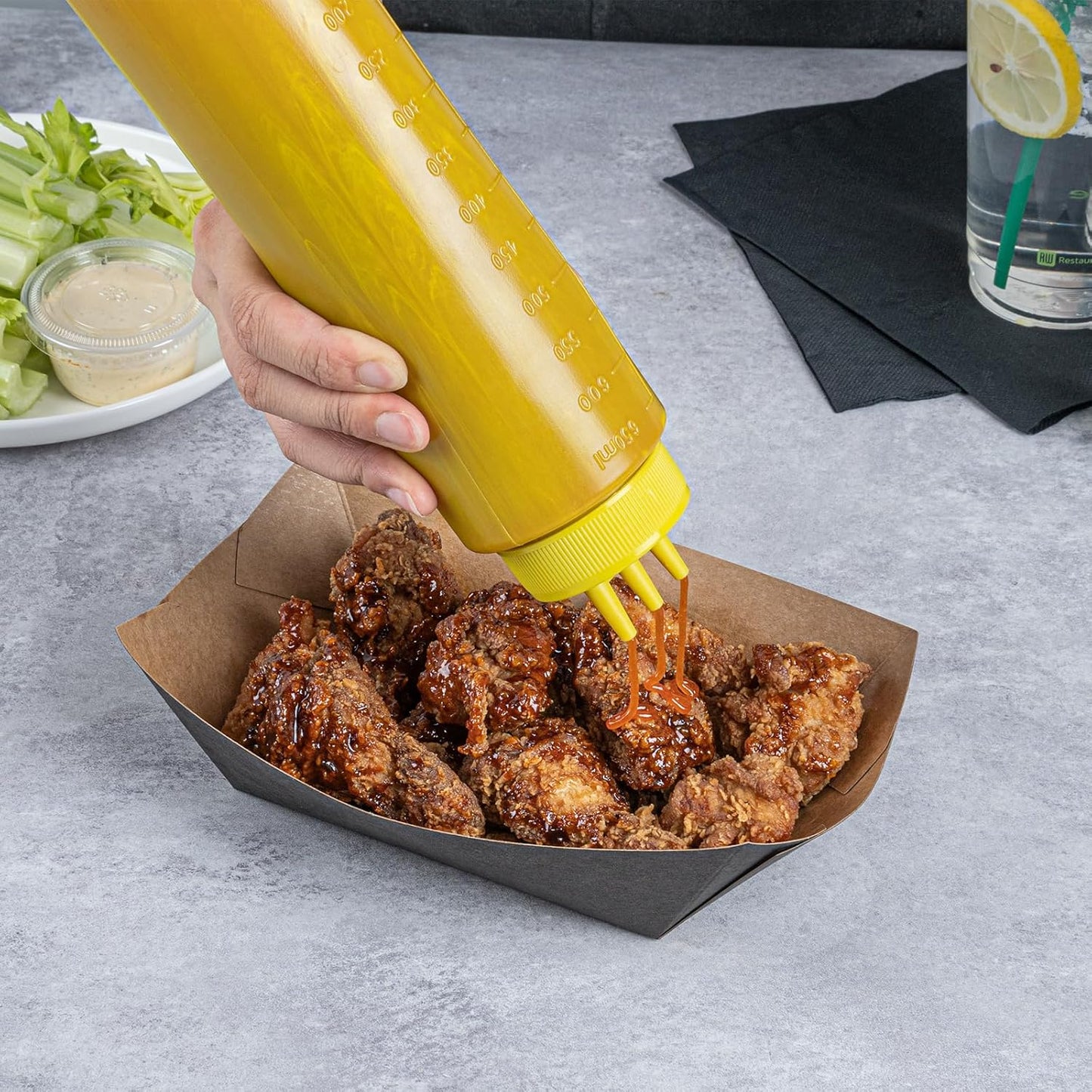 Restaurantware-24 6 Ounce Condiment Squeeze Bottles, Squeeze Bottles With Triple Dispersion Tips - Large, Flexible