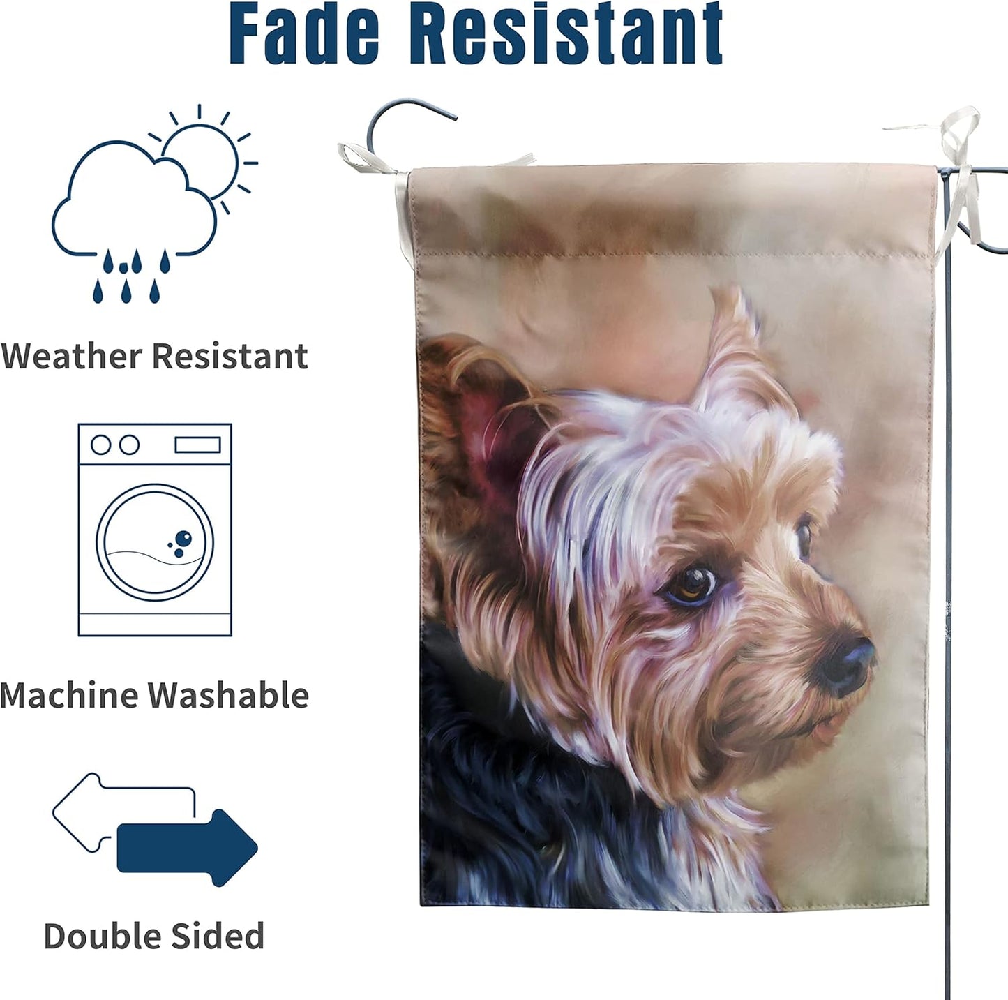Yorkie Dog Garden Flag Welcome - Double Sided Small Yorkie Mom Banners and Flags 12 x 18 for Outdoor Seasonal