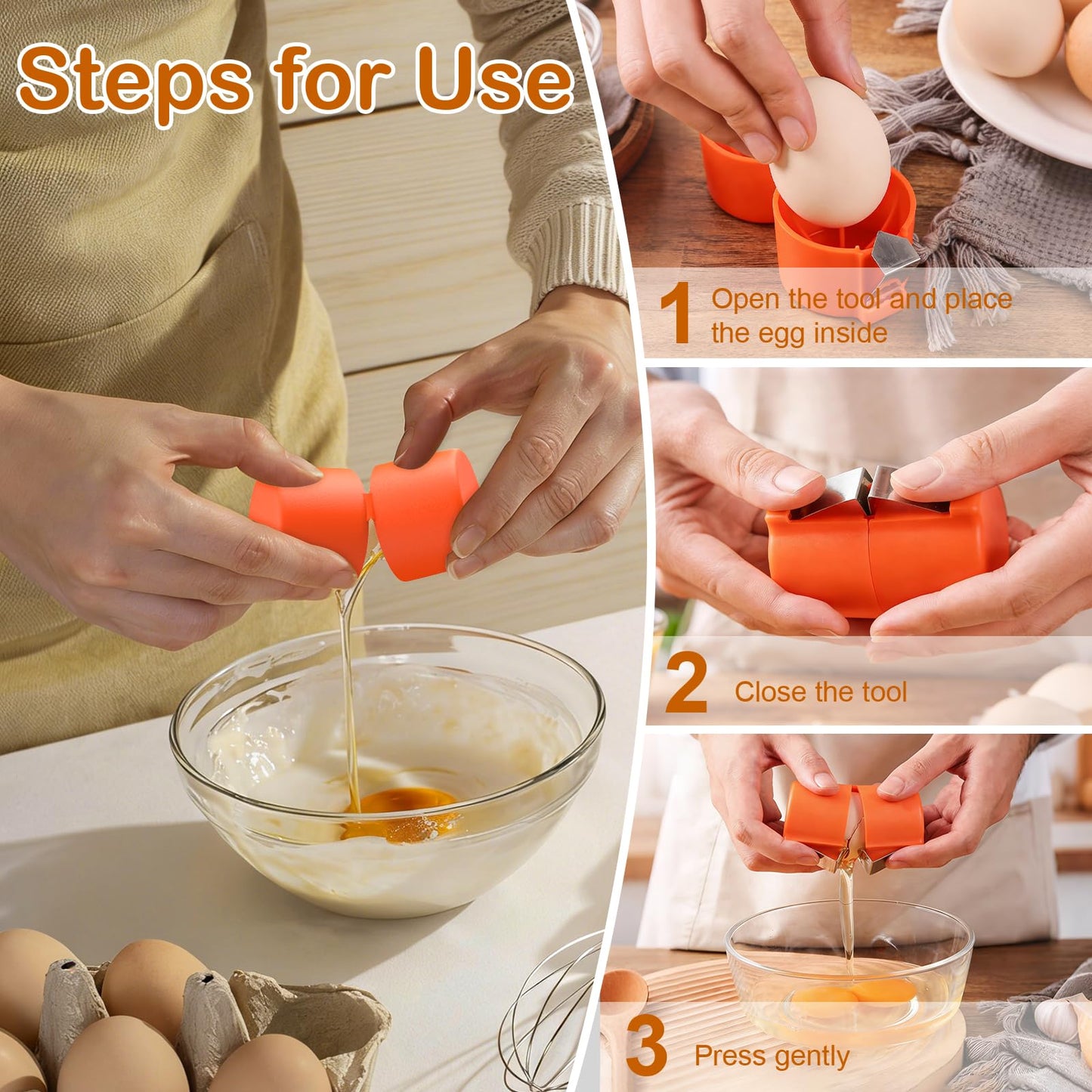 2026 New Upgrade Egg Cracker, Silicone Egg Shell Opener Suitable for Cracking Raw Eggs, Eggs Shell Breaker in Paper Box Packaging, Opens Egging with Ease, Kitchen Convenience Gadget