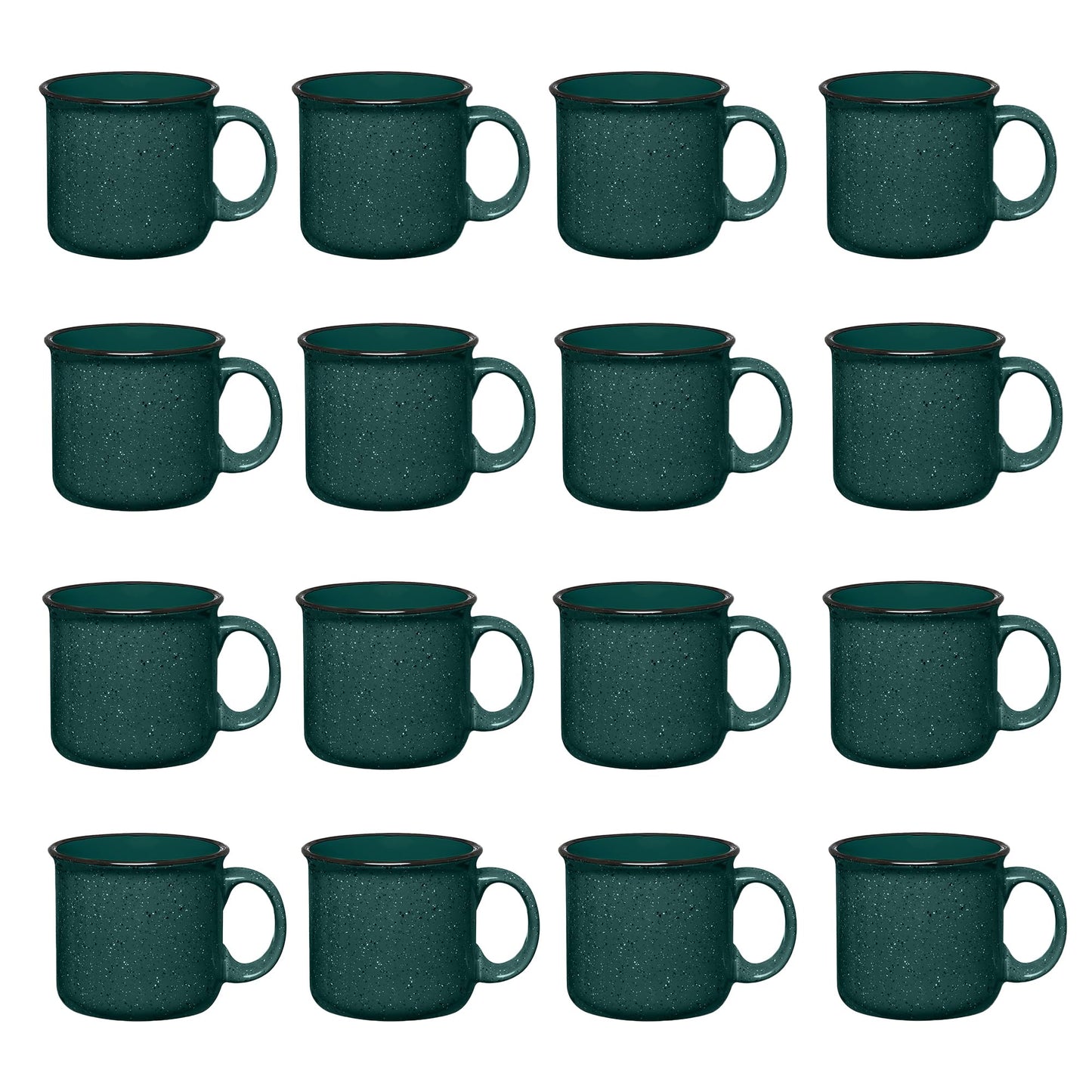 Gifts by Design Set of 16 Ceramic Campfire Mugs – 15 Oz, Green – Coffee & Tea Cups for Home, Work, Travel, Camping – Customizable, Great for DIY, Events, Companies