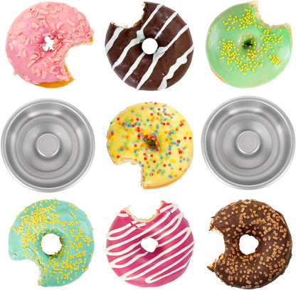 10PCS Non-Stick Individual Donut Pan for Baking, Sturdy Anodized Aluminum Alloy, DIY Doughnut Cake Mould Bakery Tools