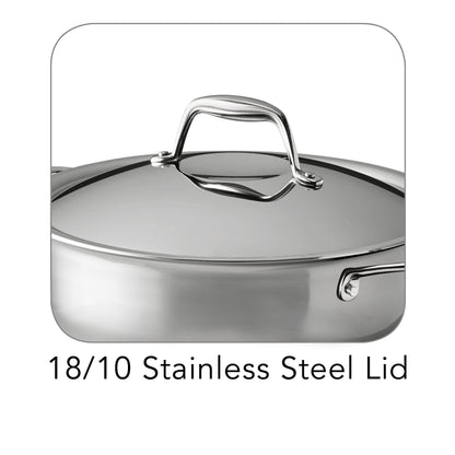 Tramontina Signature Tri-Ply Clad Stainless Steel 4-Quart Universal Pan with Lid, Induction-Ready Cooking Pan, Dishwasher-Safe, NSF-Certified, Made in Brazil