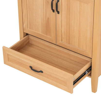 Christopher Knight Home Tessa 30" Bathroom Vanity with Ceramic Sink, Wooden Storage Cabinet with Adjustable Interior Shelf, Bathroom Organizer with Soft-Close Double Doors & Bottom Drawer, Wood