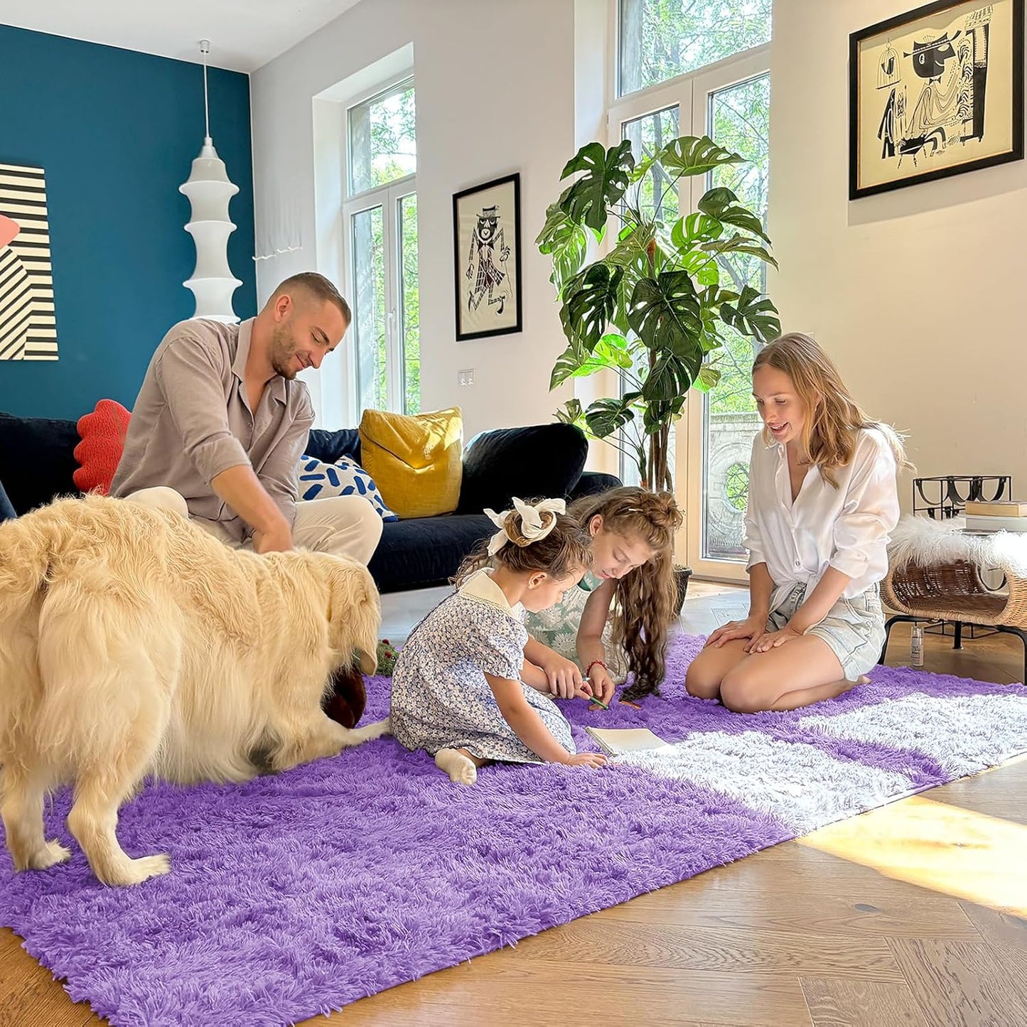 OLANLY Runner Rugs - Soft, Machine Washable Shaggy Design for Hallway & Bedroom | Purple 2x6 ft