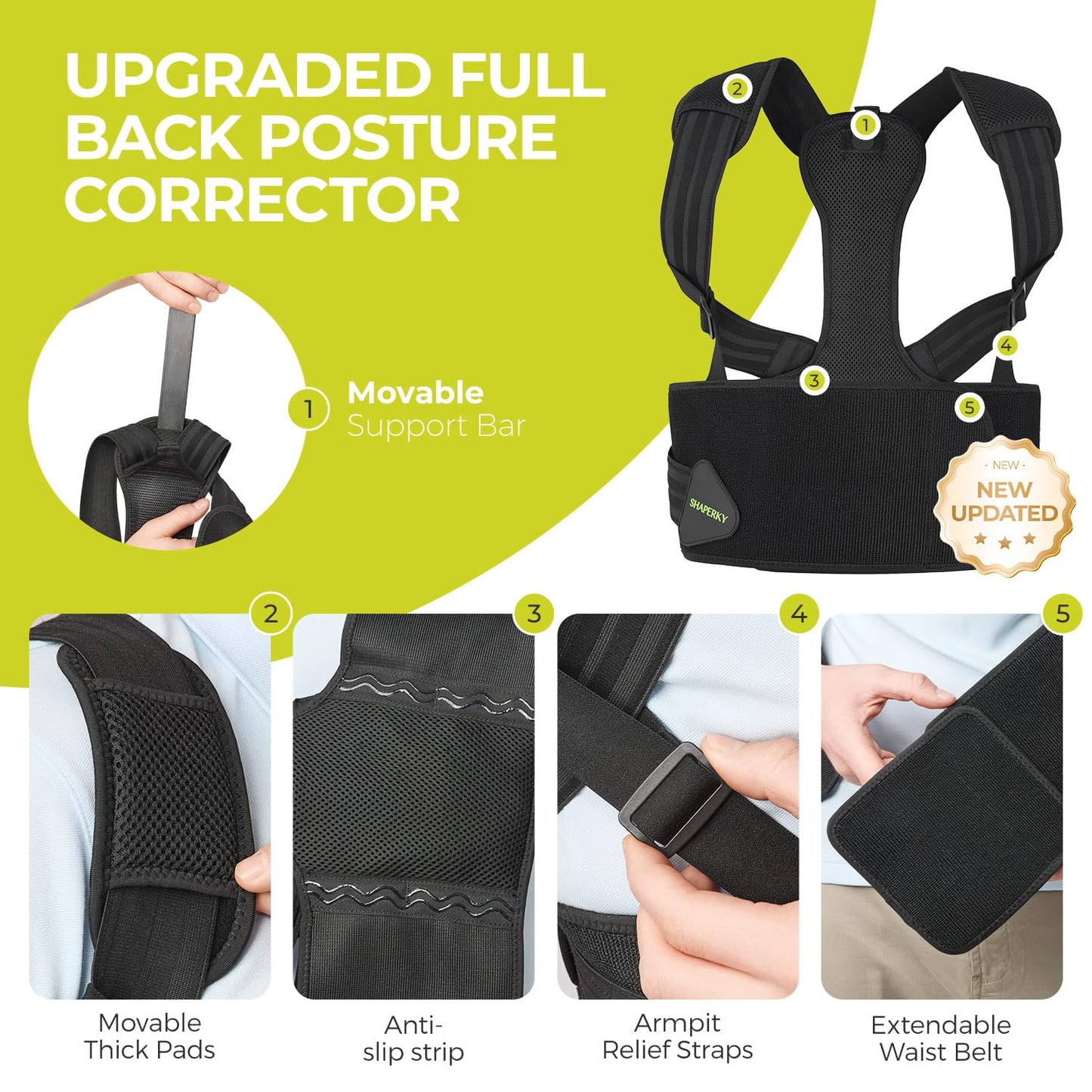 Posture Corrector for Women and Men, Adjustable Upper Back Brace for Posture Hunchback Support and Providing Pain Relief from Neck, Shoulder, and Upper Back (1, Small/Medium)