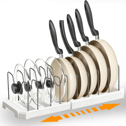 Adjustable Pot Lid Organizer Rack, 9 Compartments Cabinet Storage Holder for Pots, Pans, Lids, Cutting Boards, Bakeware